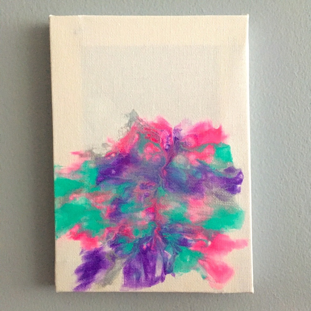 Original acrylic fluid art painting on a stretched canvas. Size 5”x7”